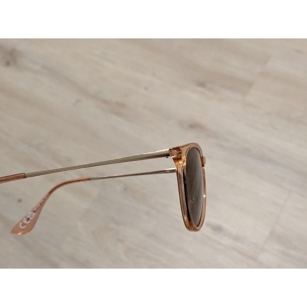 Rose Gold Sunglasses Womens Brown Lenses Elegant Metal Frame Eyewear